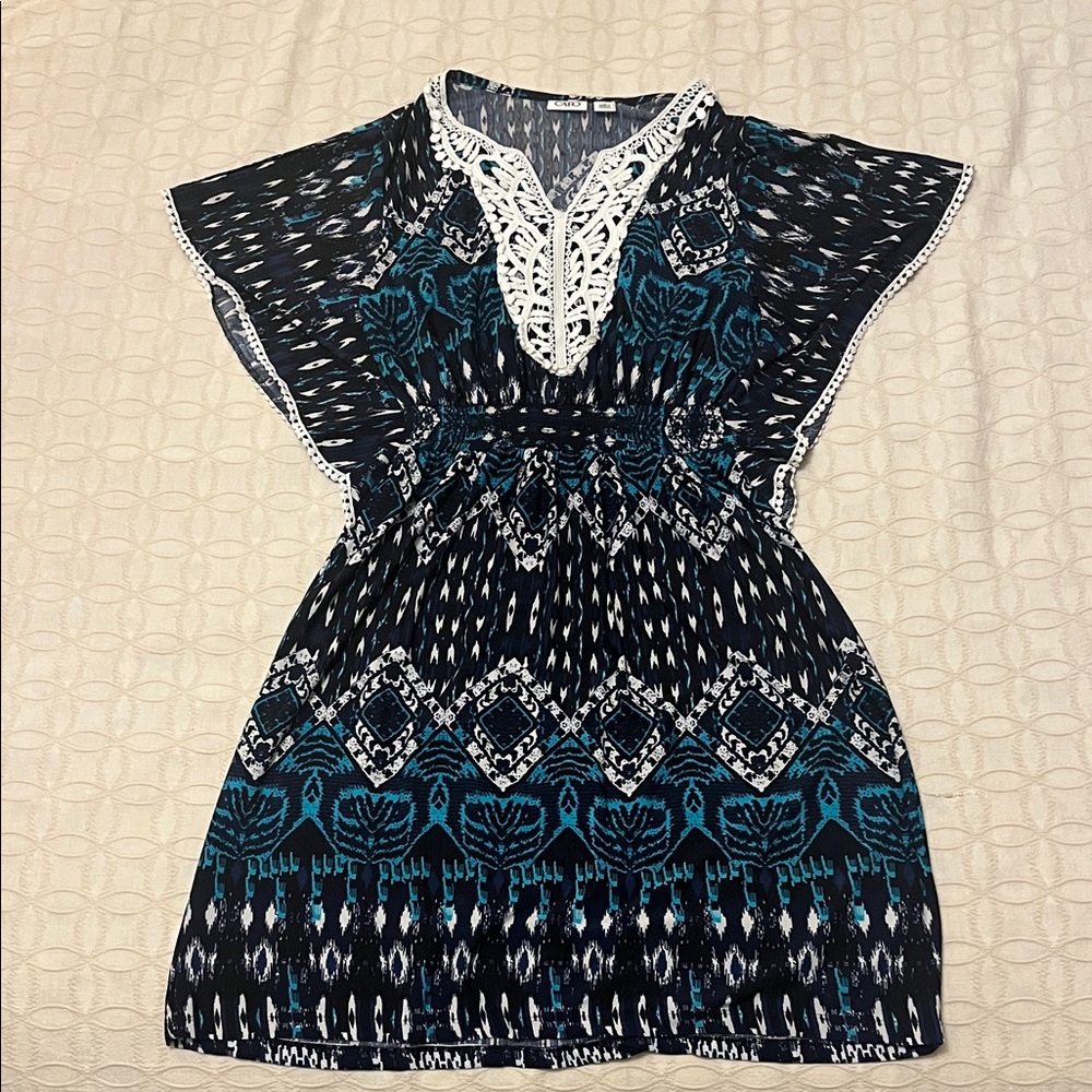 Cato Black and Blue dress with White Accents